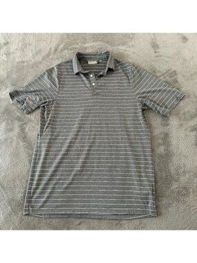 Kjus Men's Gray Stripe Polo Shirt size LARGE 52 UPF 50 Golf Activewear